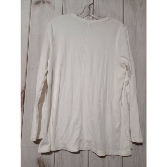 J Jill Shirt Ladies Large White Long Sleeve Hi Low‎ Tee - Picture 2 of 5